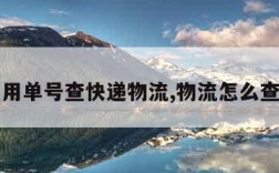 怎么用单号查快递物流,物流怎么查单号