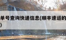 顺丰运单号查询快递信息(顺丰速运的单号查询单号)