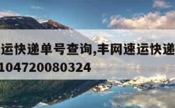 丰网速运快递单号查询,丰网速运快递单号查询990104720080324