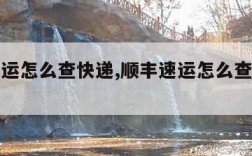 顺丰速运怎么查快递,顺丰速运怎么查快递物流