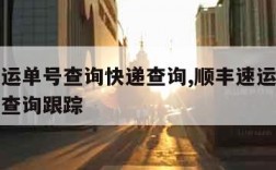 顺丰速运单号查询快递查询,顺丰速运单号查询快递查询跟踪