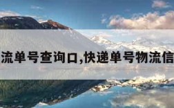 快递物流单号查询口,快递单号物流信息查询